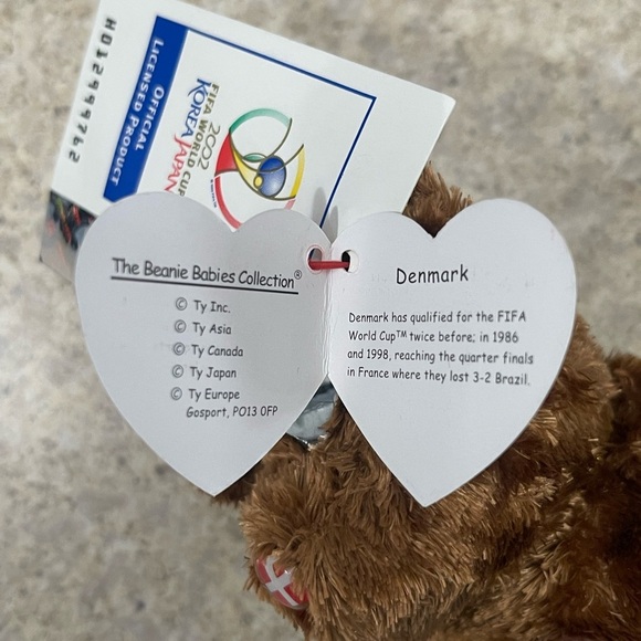 Ty Beanie Baby CHAMPION Bear 2002 DENMARK FIFA World Cup Vintage Ty Plush Animal - Picture 6 of 8
